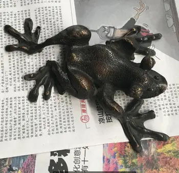 един стар китайски порцелан на фън шуй бронз мед любимец жаба буфо жабата статуя, Скулптура