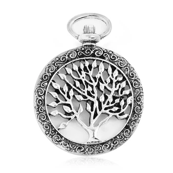 Мода Дървото на Живота Колие с Висулка сребърно покритие, 10 бр/пакет Сплав Джобен Часовник Тип на Окачването
