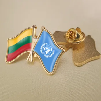Организацията на Обединените Нации и Литва Кръстосани двойни Знамена за Приятелство, Брошки, икони, игли за яка