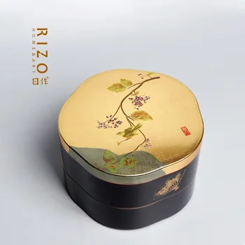 Япония е Внесъл Лакированную Купа Yamanaka Shikki с цветя и Птици от Златно фолио, Малка Кутия за бижута, Двухслойную Кутия за съхранение на Малки аксесоари